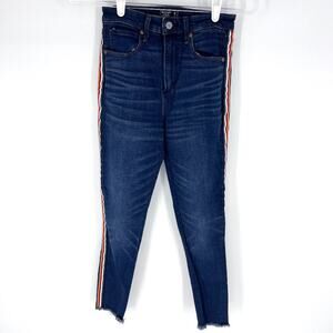 Abercrombie & Fitch Simone High Rise Ankle Jeans with Sporty Stripes Size 26